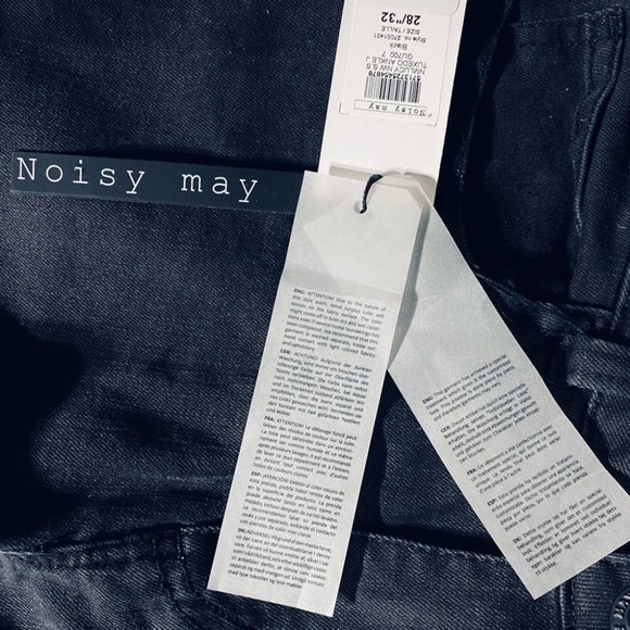 Noisy May Lucy Super Slim Skinny Leg Black Denim/Silver Stripes Size 28 NWT - Picture 5 of 8